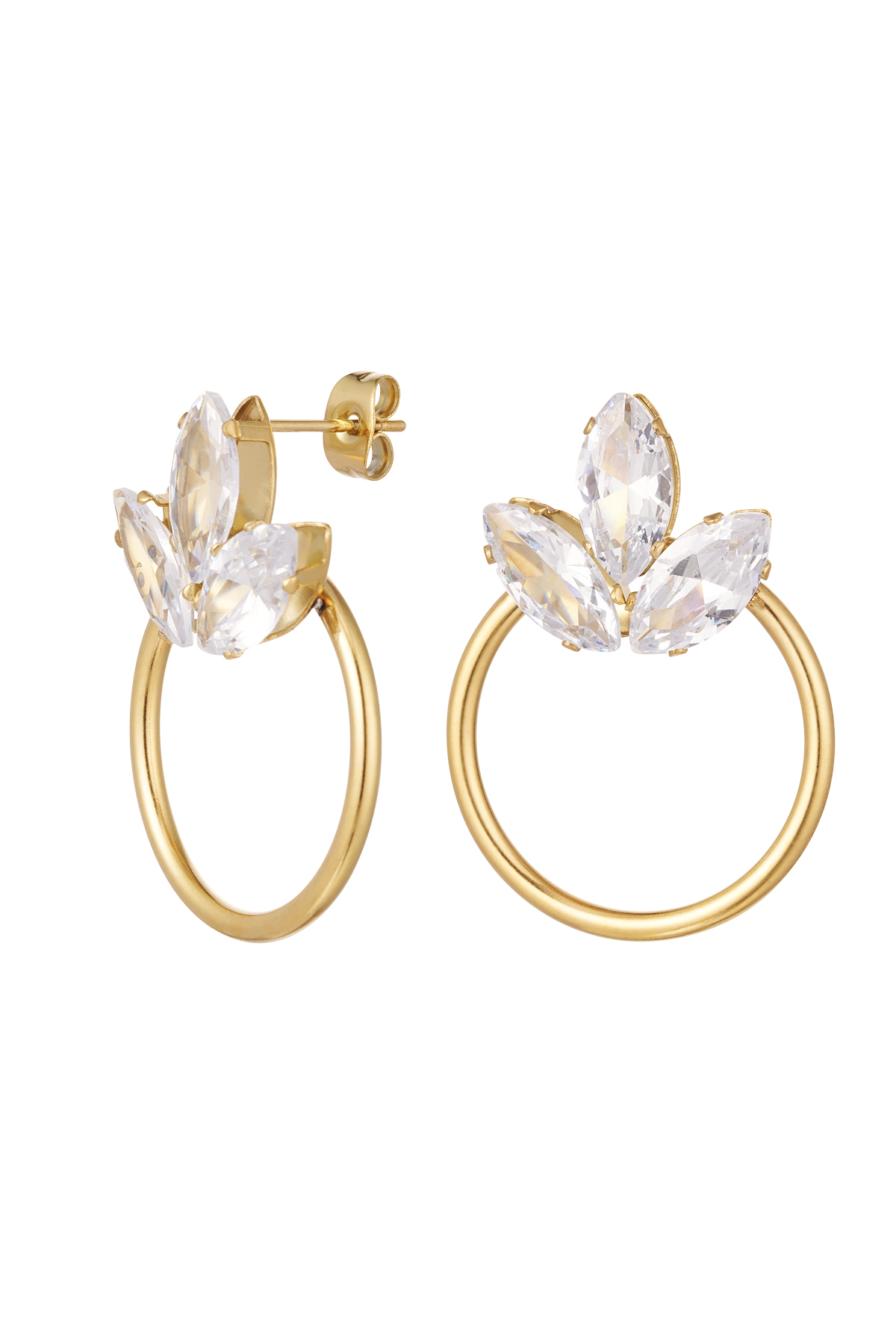 Earrings with stone detail - gold Stainless Steel h5 
