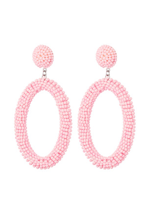 Pendientes perlas caramelo alargadas - rosa pastel Acero inoxidable h5 