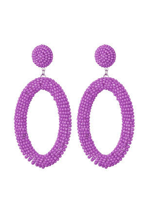 Earrings beads candy elongated - lilac Stainless Steel h5 