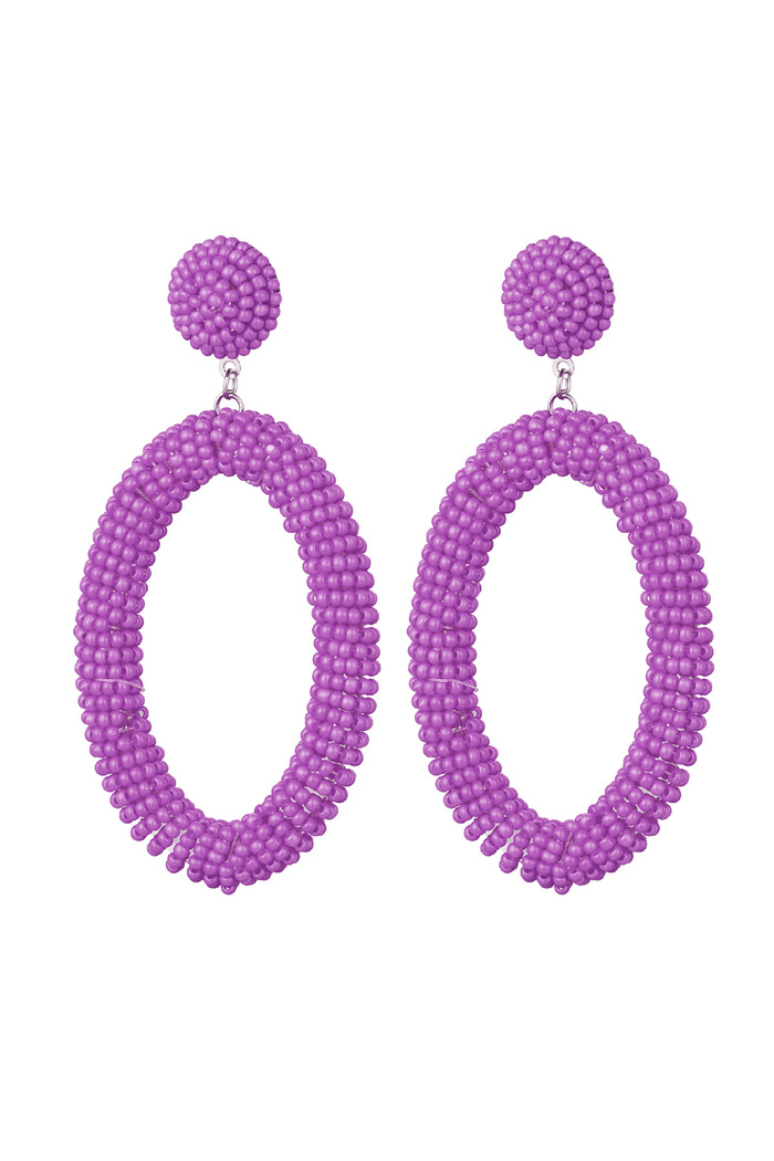 Earrings beads candy elongated - lilac Stainless Steel 