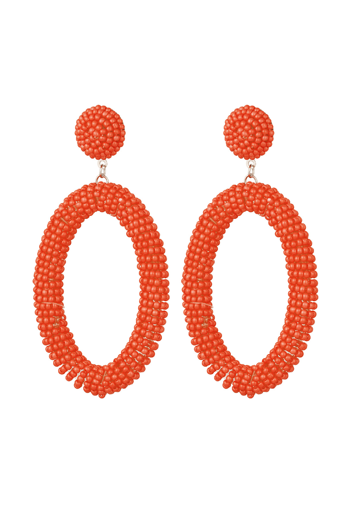 Boucles d'Oreilles Perles Bonbons Allongées - Orange Acier Inoxydable