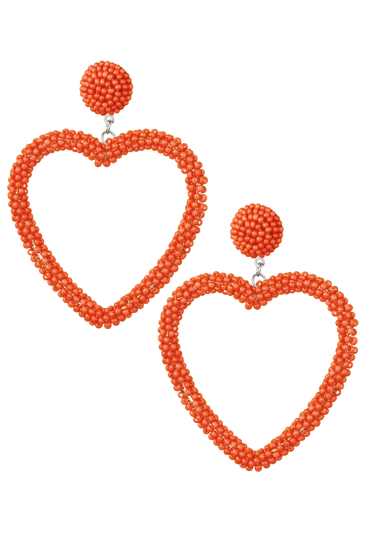 Boucles d'Oreilles Perles Bonbons - Orange Acier Inoxydable