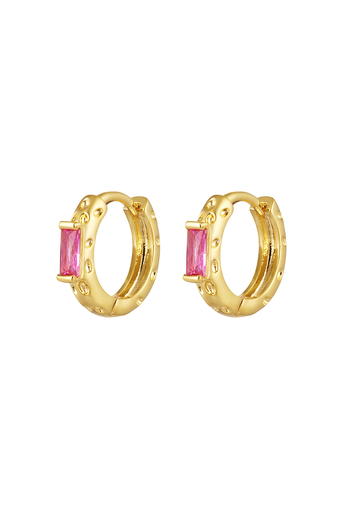 Earrings print with stone - pink & gold Copper h5 