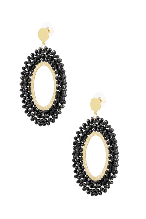 Boucles d'oreilles perles party - acier inoxydable noir & doré h5 