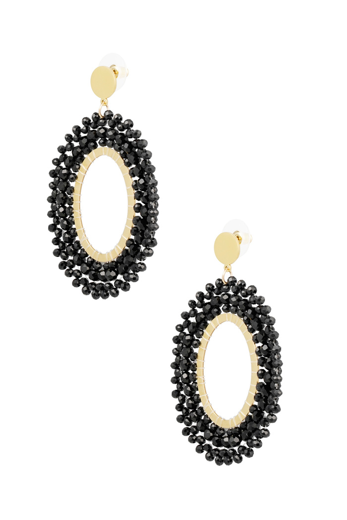 Boucles d'oreilles perles party - acier inoxydable noir & doré 