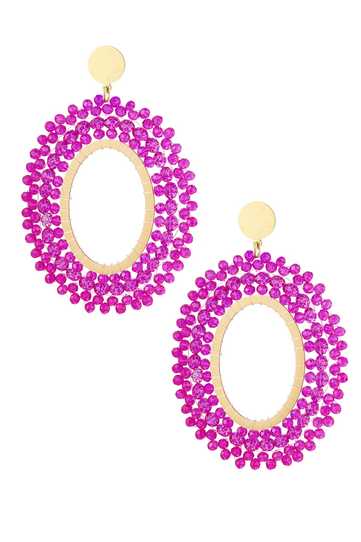 Earrings beaded party - fuchsia Stainless Steel h5 