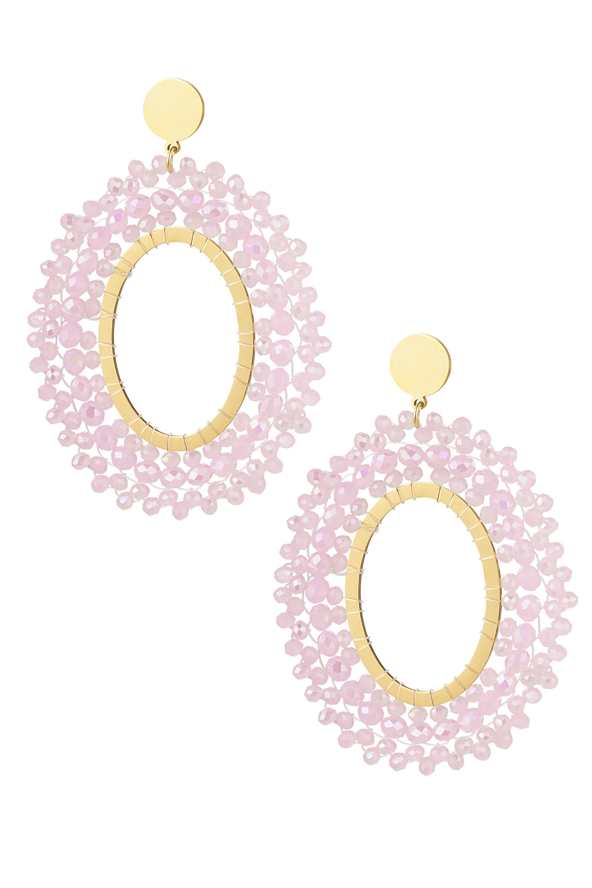 Party-Ohrringe mit Perlen - rosa und goldener Edelstahl