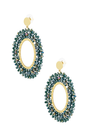 Earrings beads party - dark green & gold Stainless Steel h5 