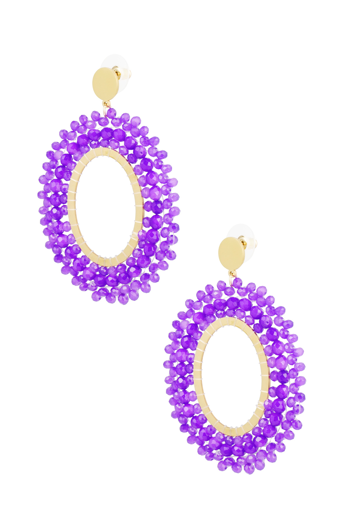 Earrings beads party - purple & Gold Color Stainless Steel