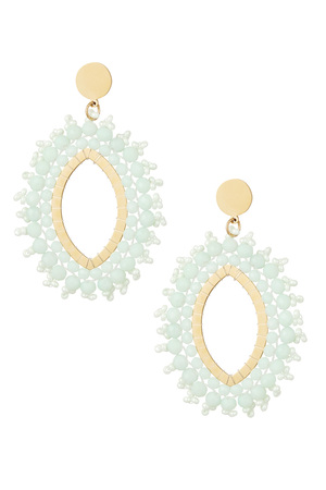 Pendiente perlas de cristal ovaladas - acero inoxidable menta h5 
