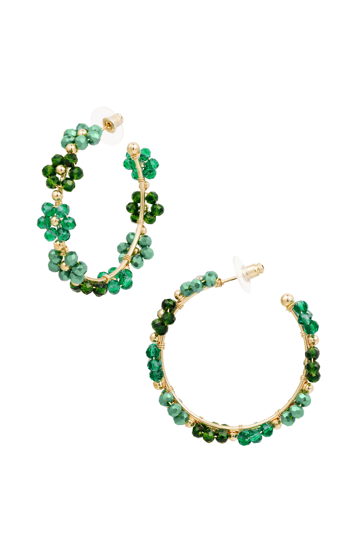 Boucles d'oreilles grandes fleurs - Métal vert h5 