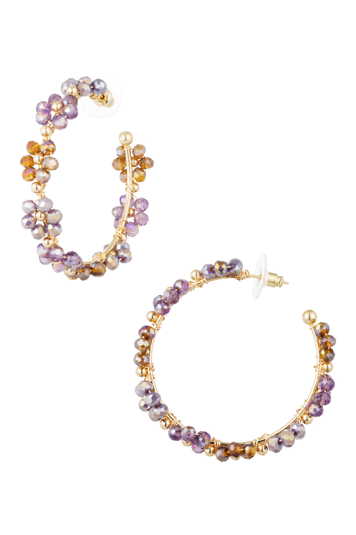 Boucles d'oreilles grandes fleurs - Métal violet h5 