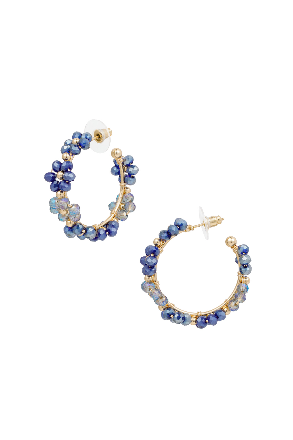 Earrings flowers - blue Metal