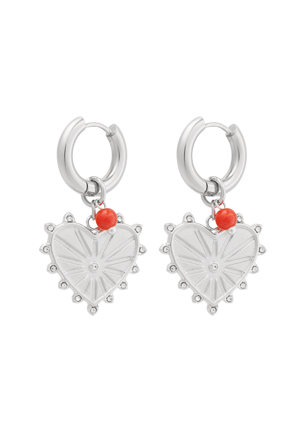 Earrings heart with spikes - silver h5 