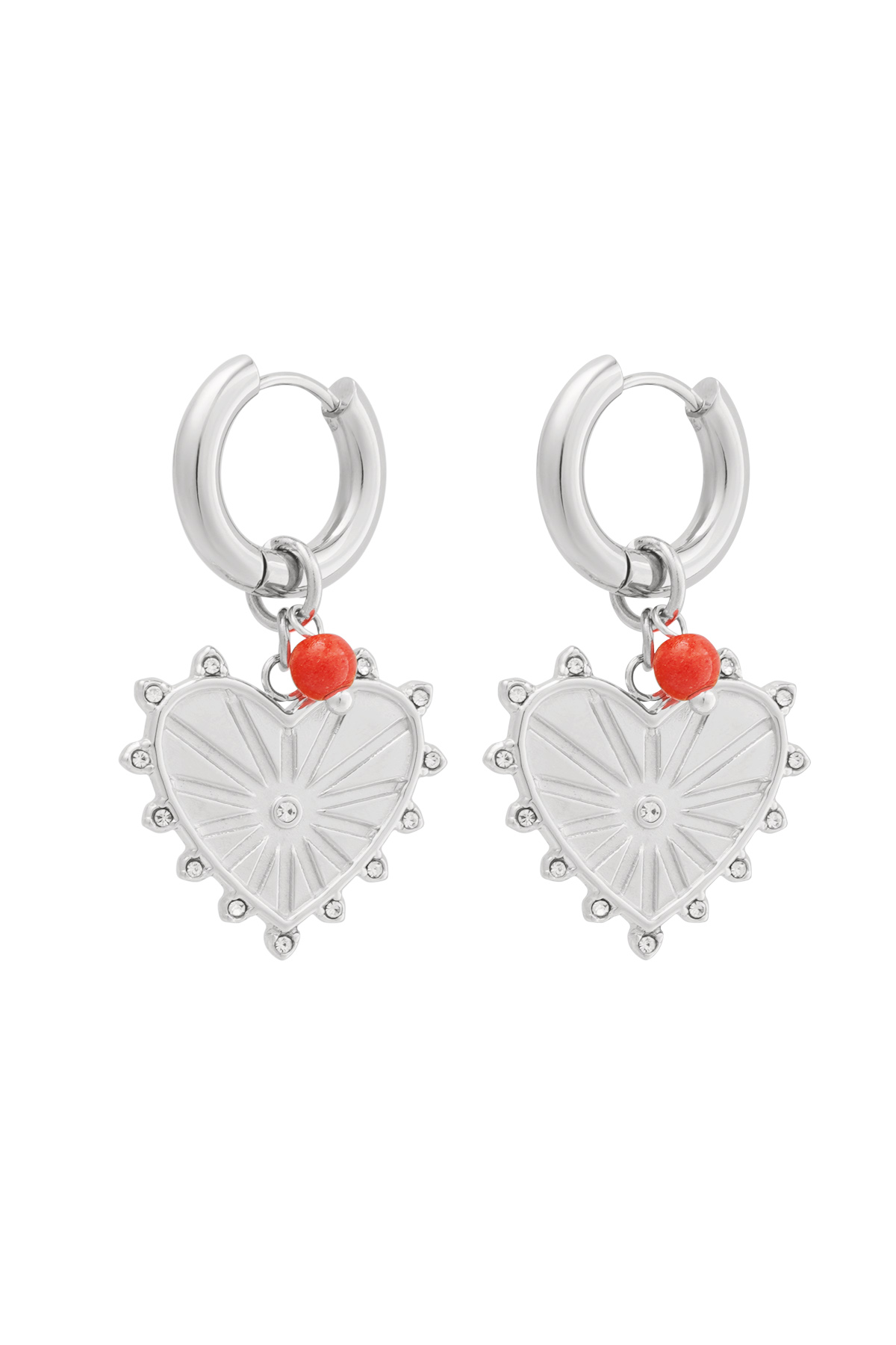 Earrings heart with spikes - Silver Color color