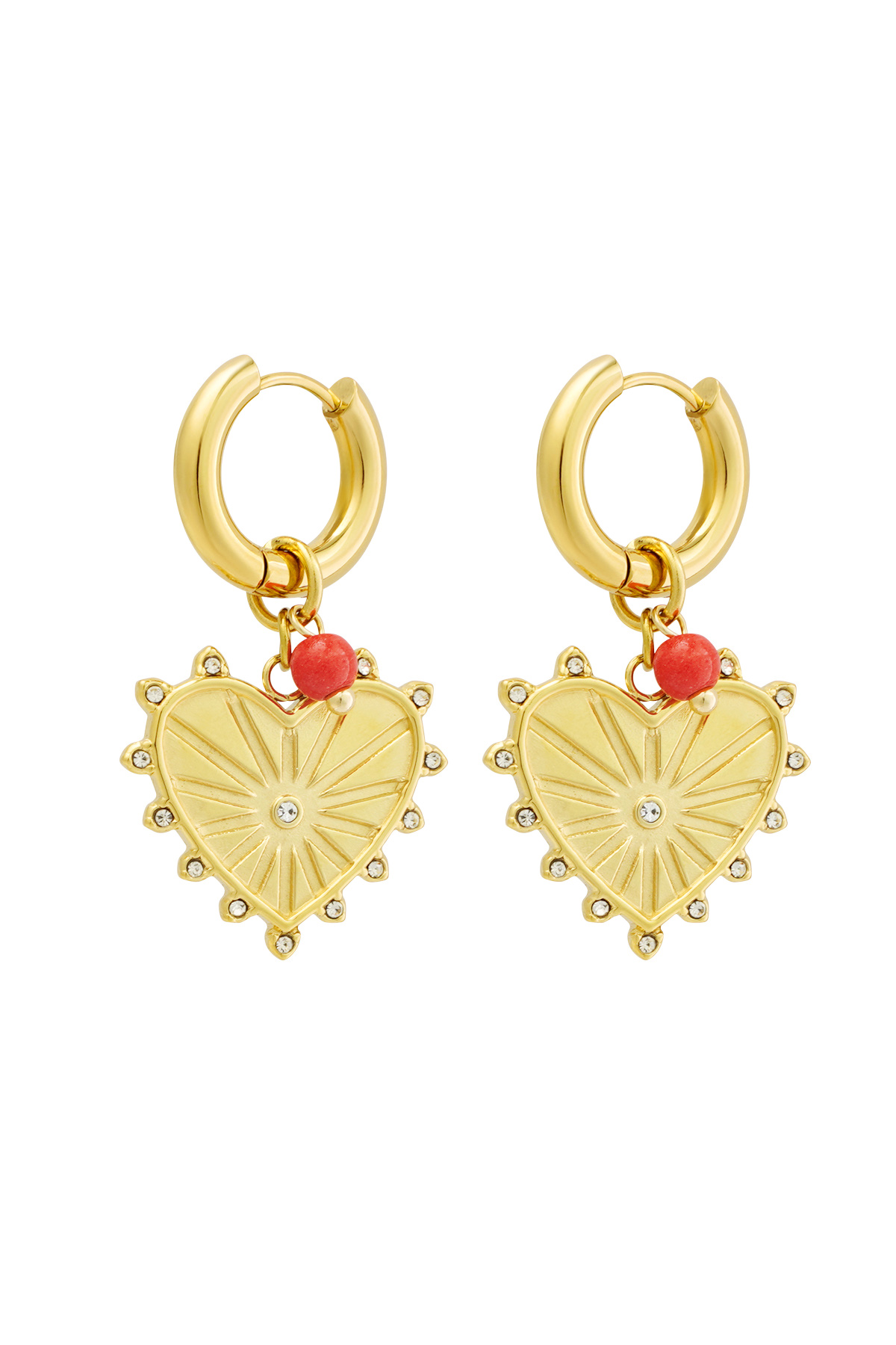 Earrings heart with spikes - gold h5 