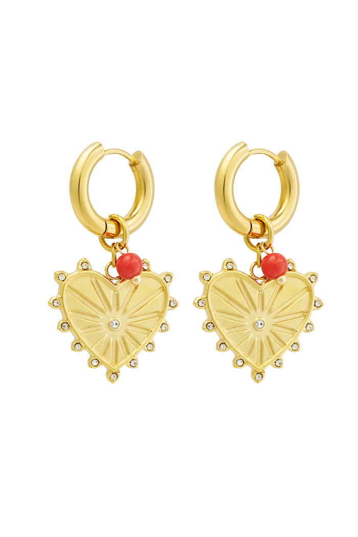 Earrings heart with spikes - gold 