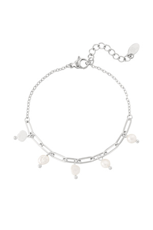 Link bracelet with pearls - silver h5 