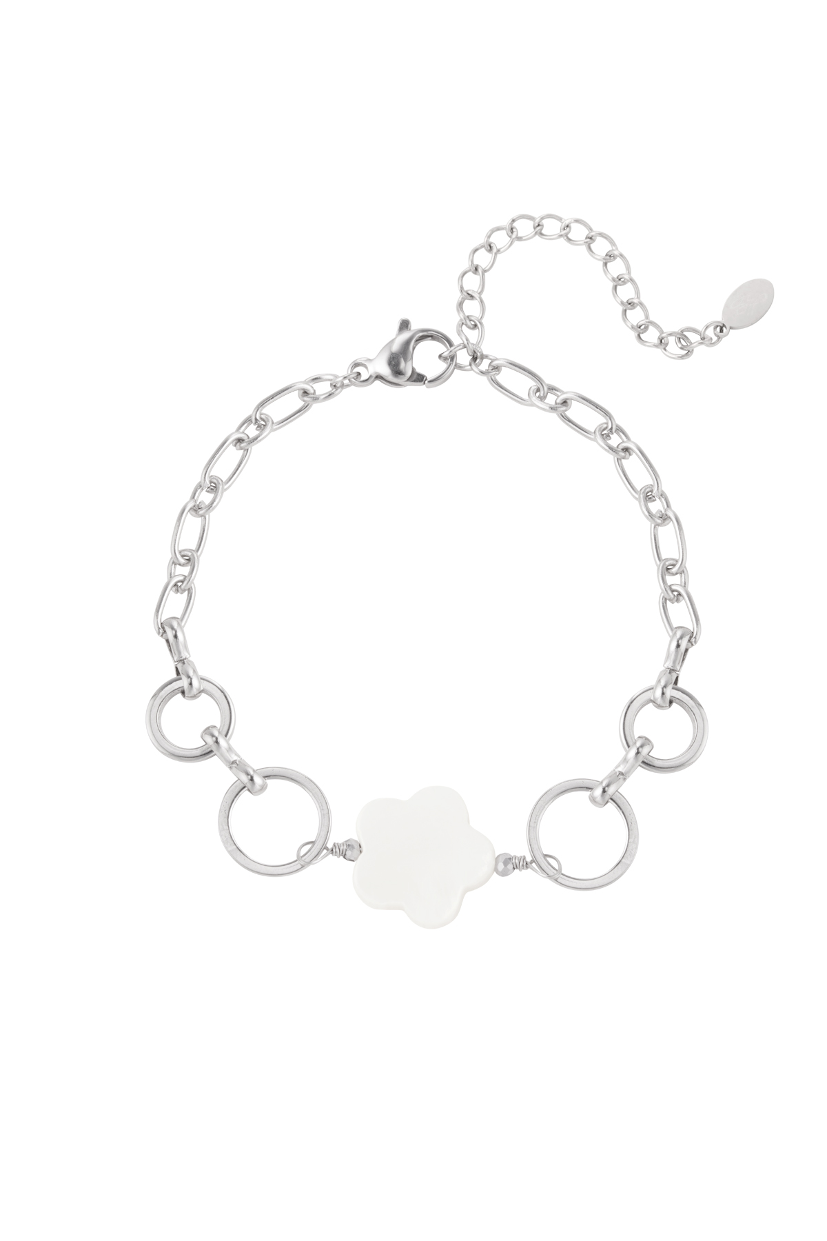 Bracelet flower and rings - silver