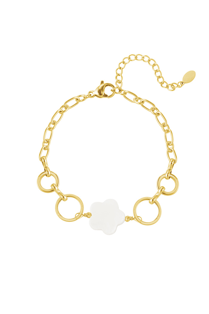 Bracelet fleur et anneaux - or 