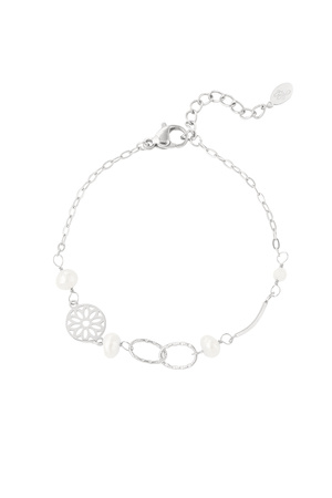 Bracelet linked with pearls - silver h5 