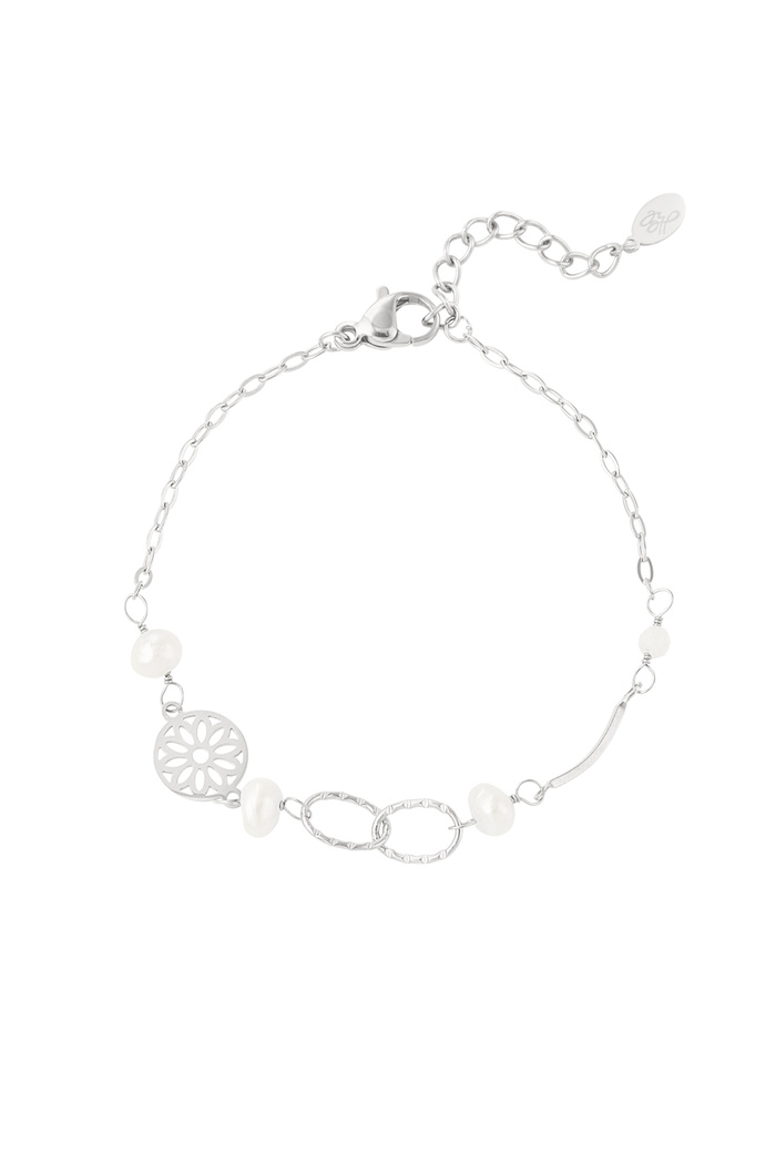 Bracelet linked with pearls - silver 