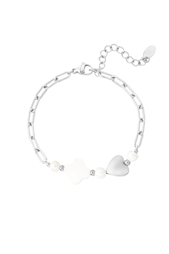 Bracelet heart and clover - silver 
