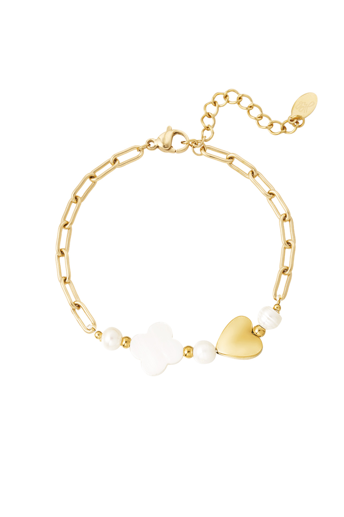 Bracelet heart and clover - gold h5 