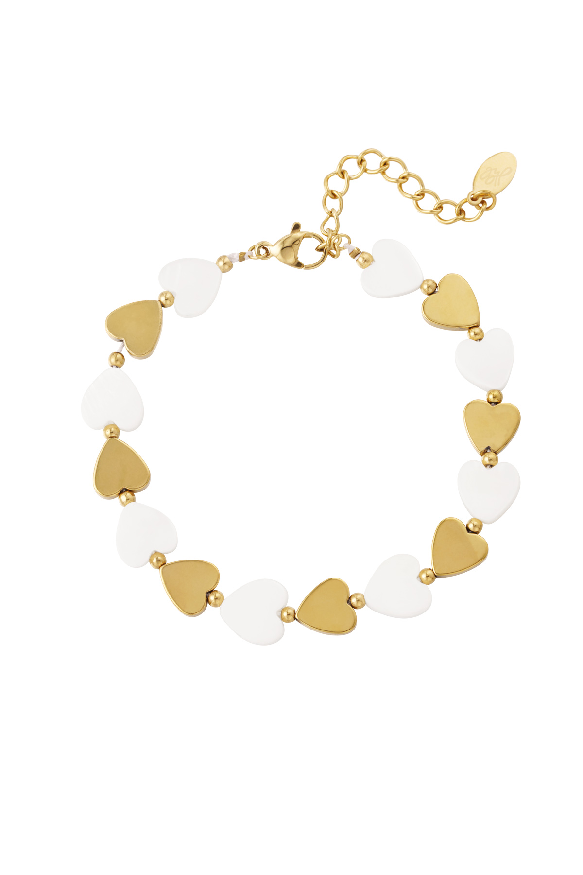 Pulsera corazones de concha - oro