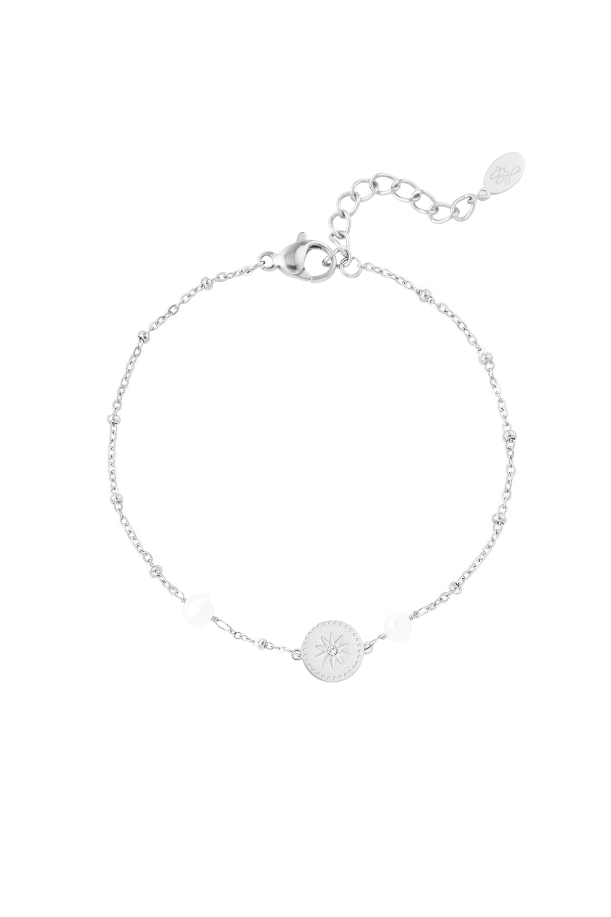 Bracelet with charm and pearls - silver h5 