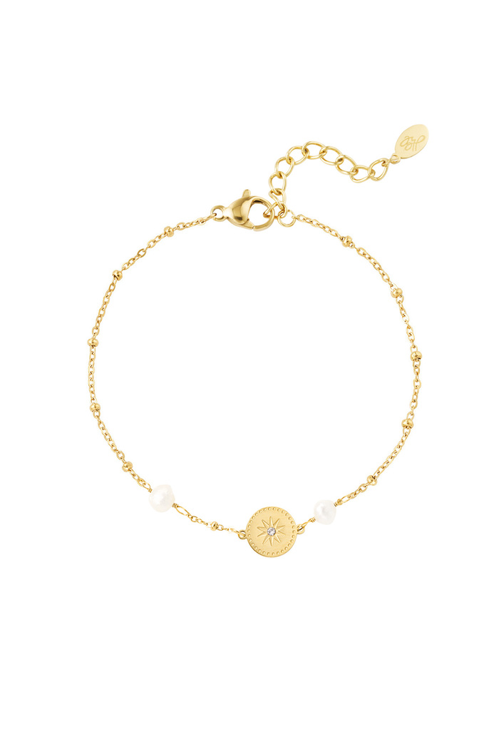 Armband mit Anhängern und Perle – Gold 