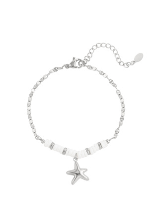 Bracelet beads and starfish - silver h5 