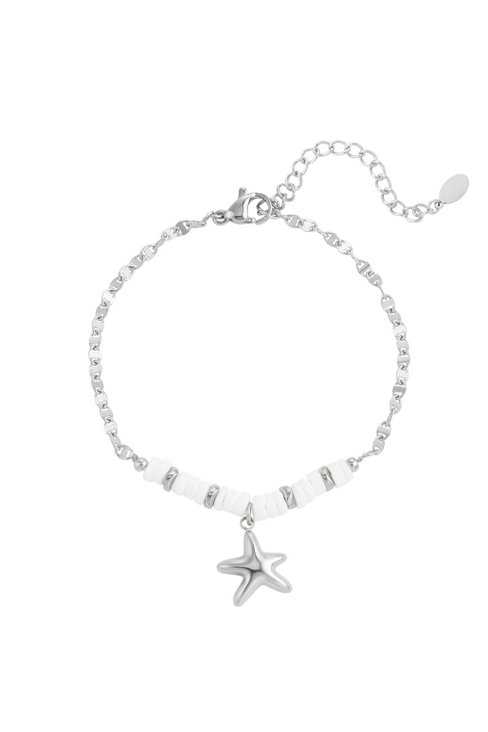Bracelet perles et étoile de mer - argent 