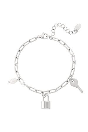 Bracelet lien charms & perle - argent h5 