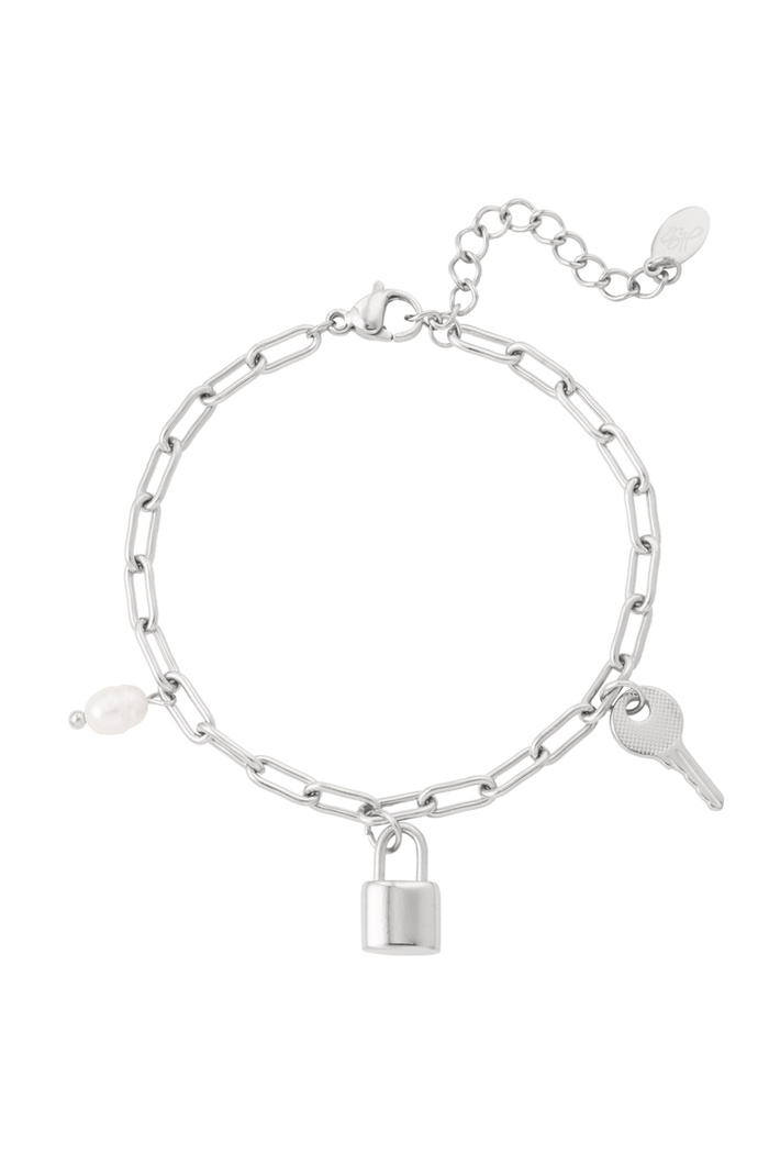 Link bracelet charms & pearl - silver 