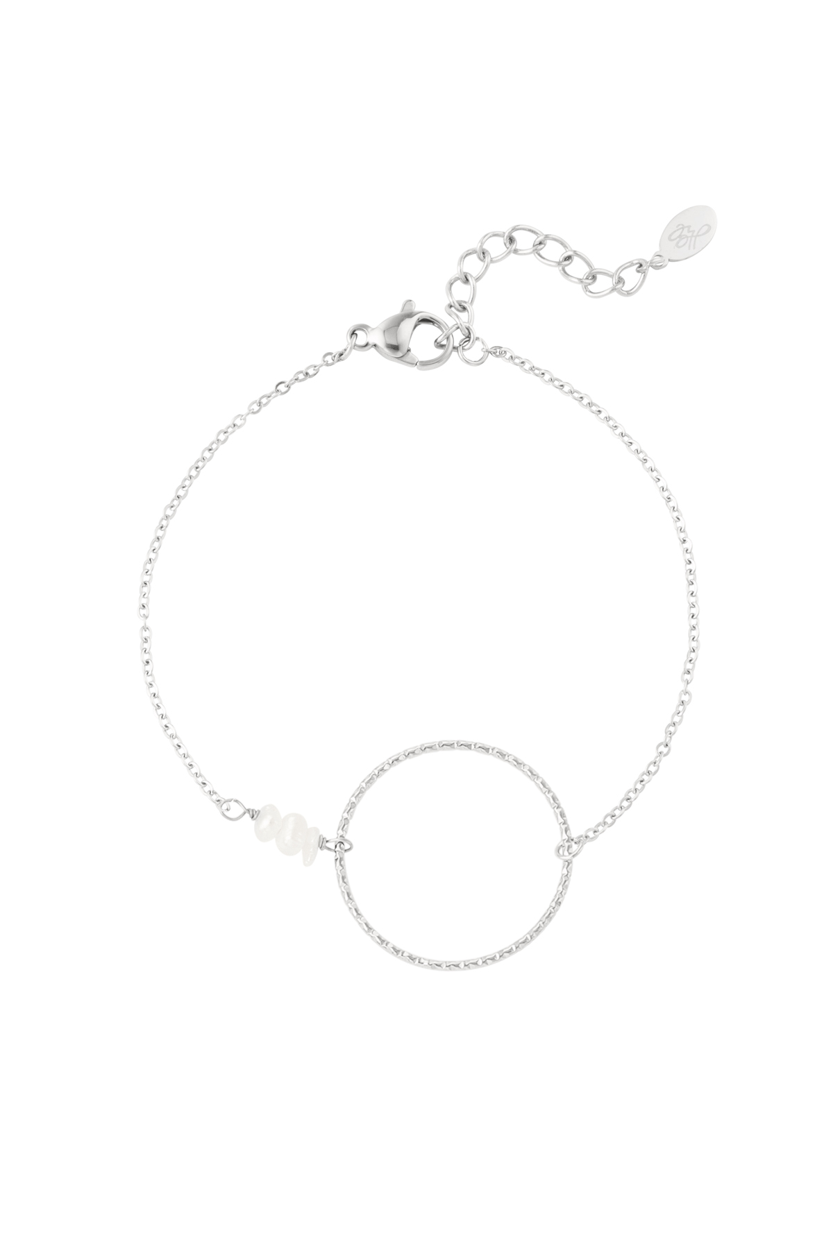 Bracelet large circle with pearls - Silver Color color