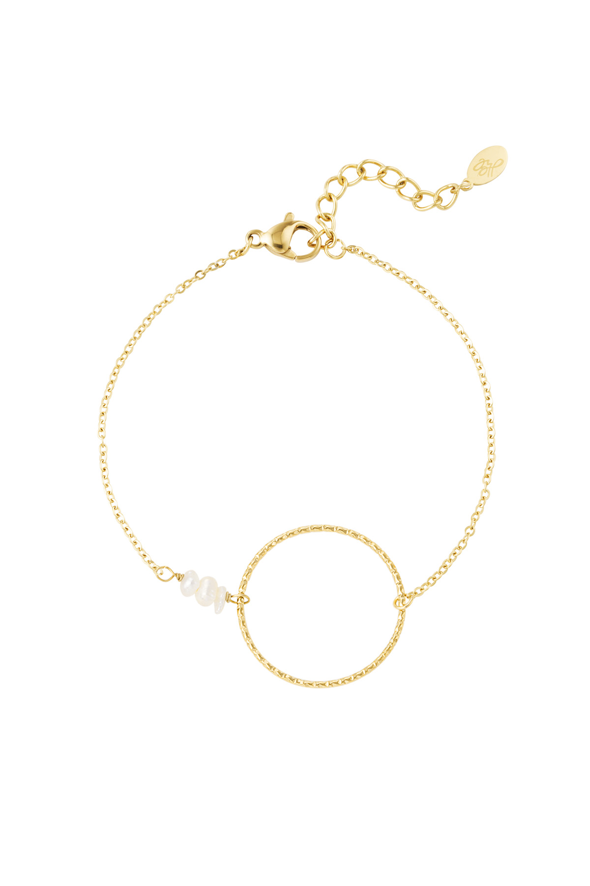 Armband großer Kreis mit Perlen - Gold