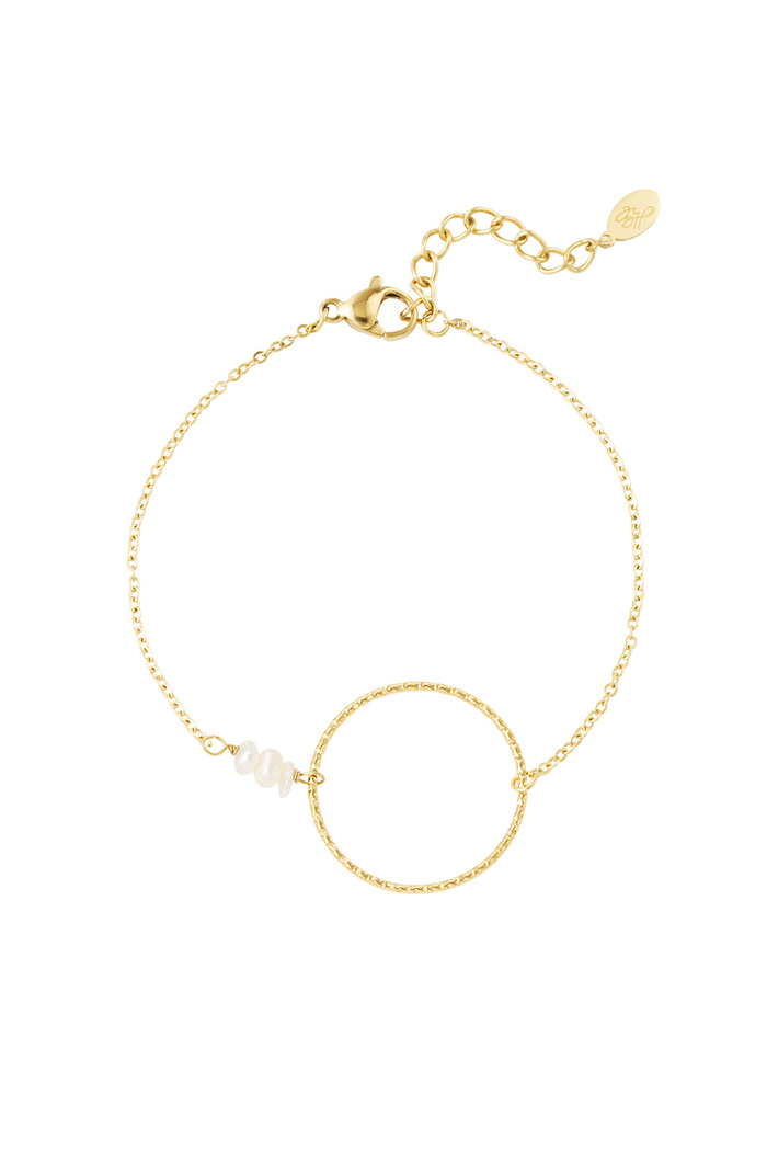 Bracelet grand cercle avec perles - or 