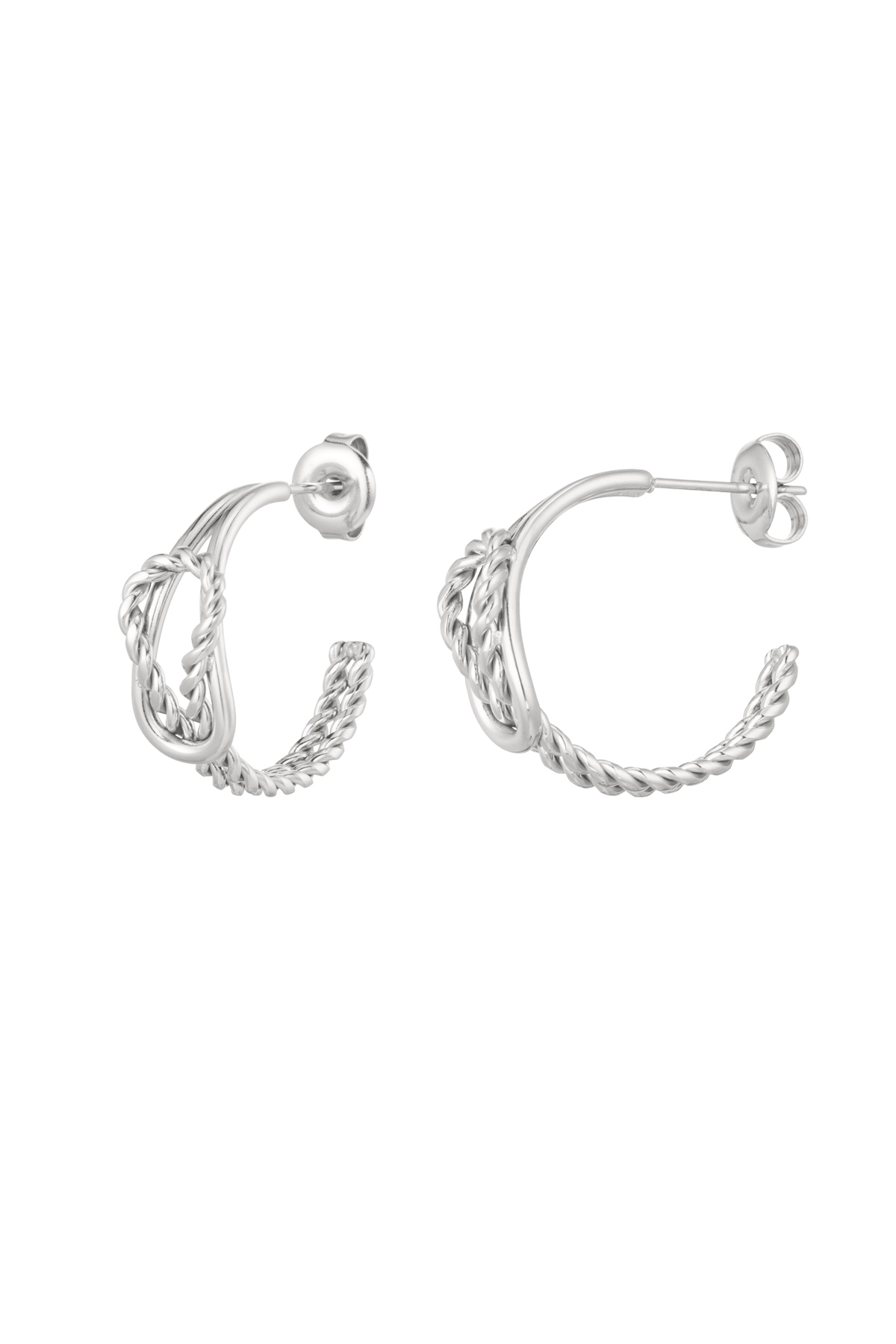 Earrings subtle pattern - silver h5 