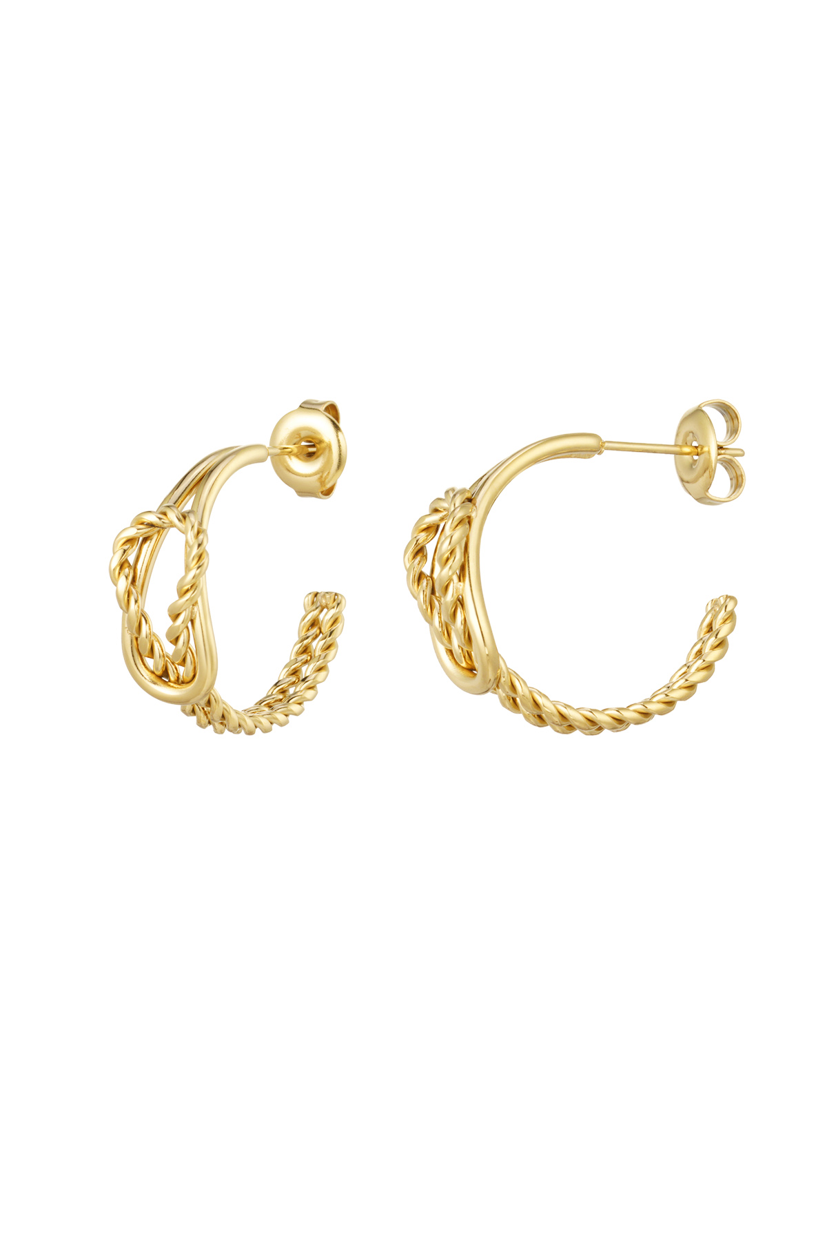 Earrings subtle pattern - gold