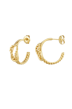 Earrings subtle pattern - gold h5 