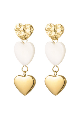 Earrings 3 x heart in a row - gold Stainless Steel h5 