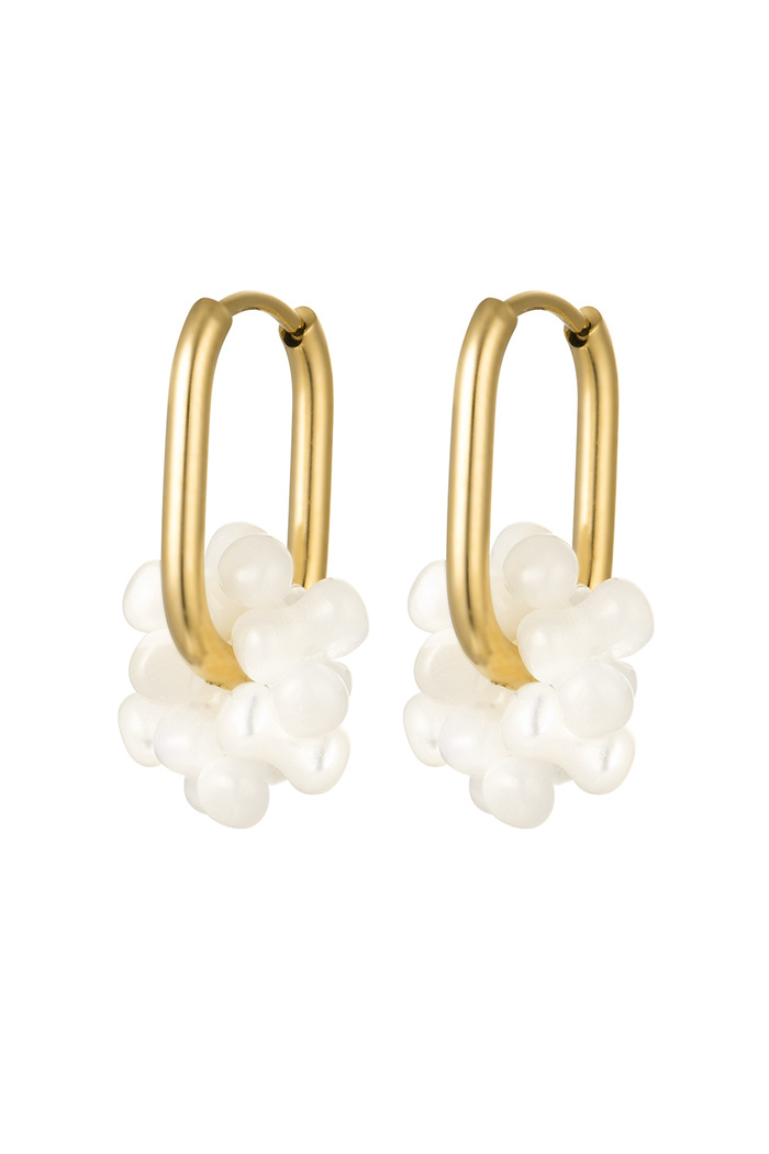 Earrings pearl flower - gold Stainless Steel 