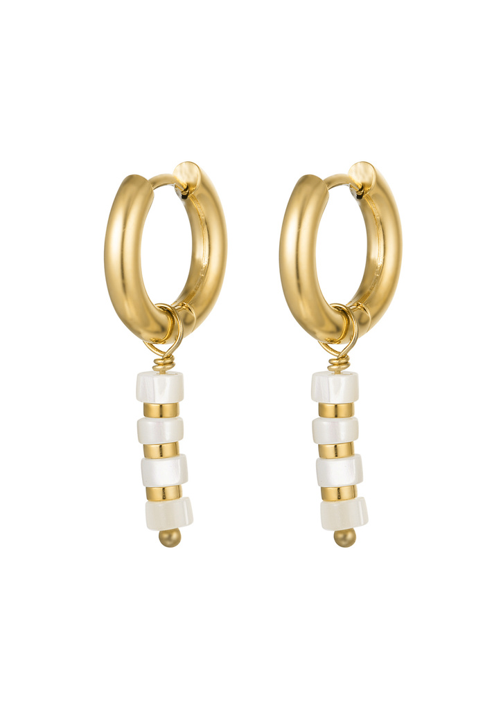 Earrings pearl tube - gold Stainless Steel 