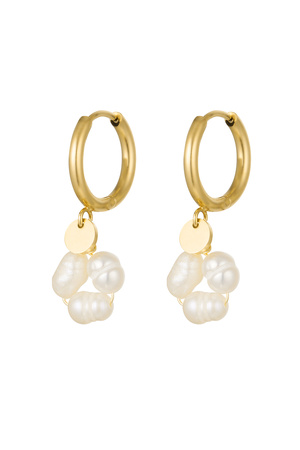 Earrings pearl round - gold Stainless Steel h5 