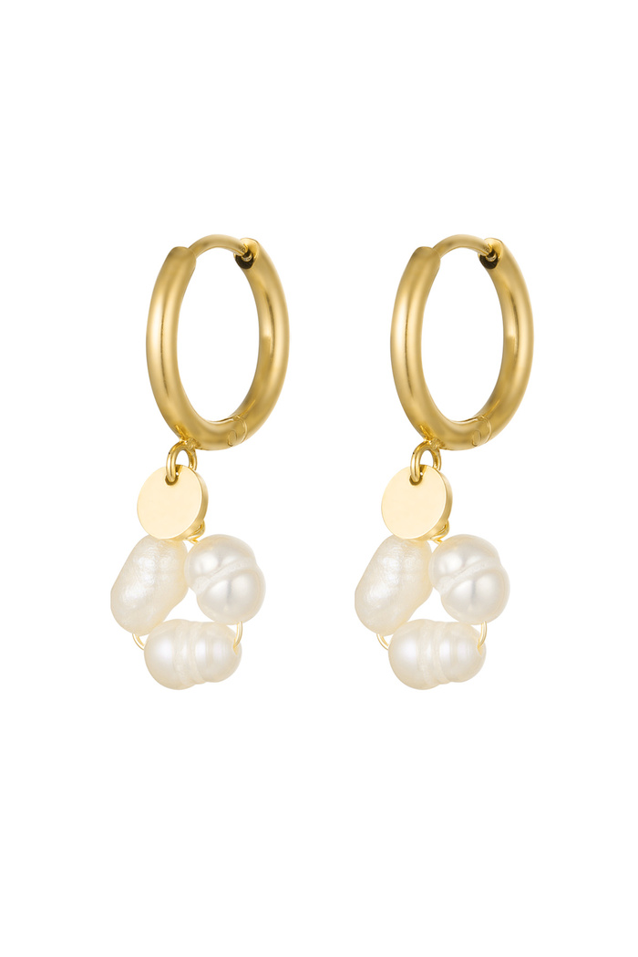 Earrings pearl round - gold Stainless Steel 