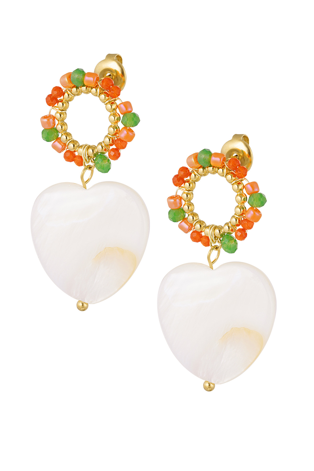 Earrings stones with heart - Gold color