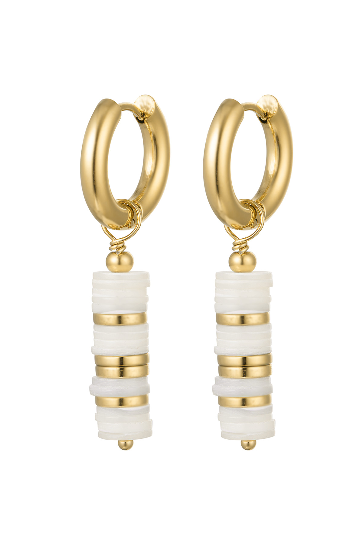 Earrings flat beads - gold Stainless Steel h5 