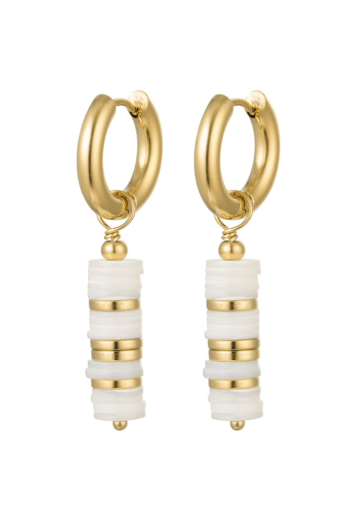 Earrings flat beads - gold Stainless Steel 