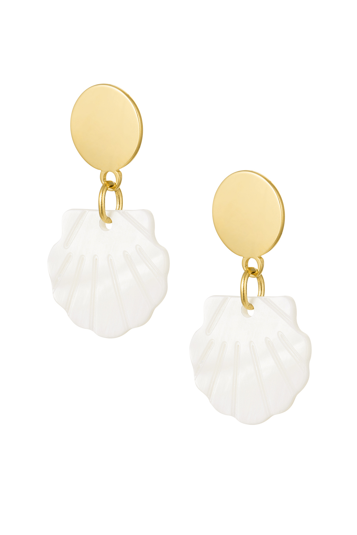 Earrings shell with circle - gold Stainless Steel h5 